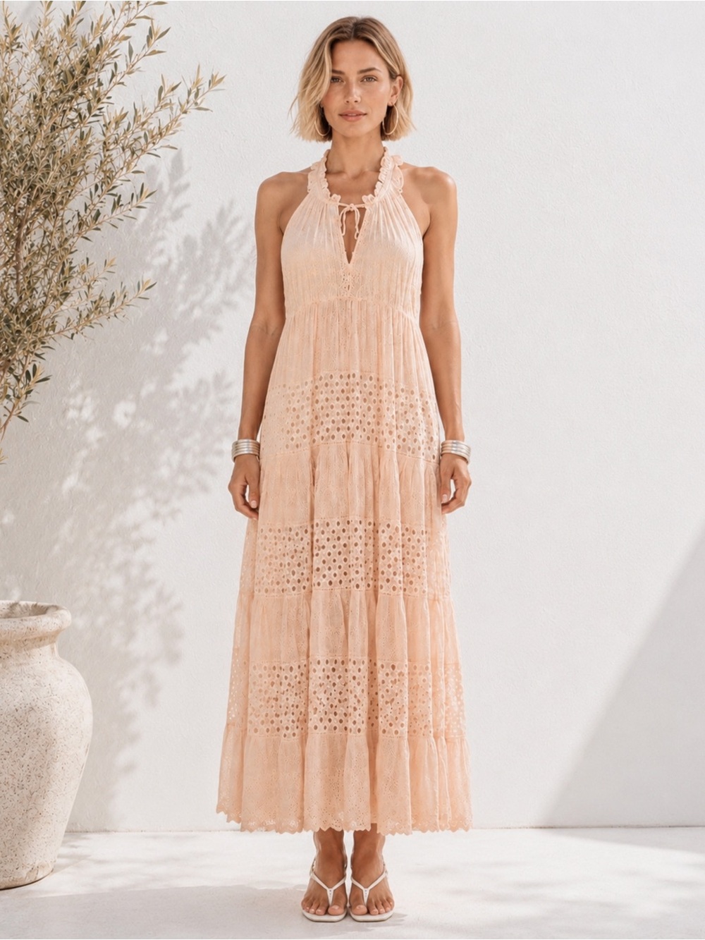 Charina Sarte Peach Maxi Boho Cottagecore Hippie Fairy Barbie Feminine